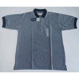 NWT Mens Tribute 100% Cotton Navy & White Short Sleeved Polo Shirt Size Large